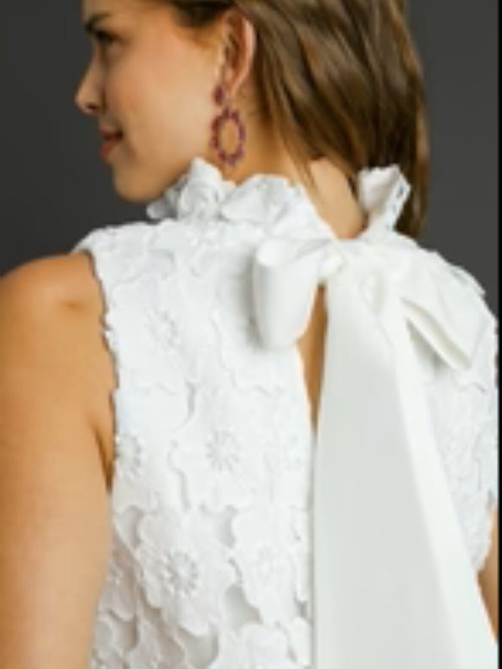 NWT Umgee White Floral Lace High-Neck Shift Easter Spring Dress - Picture 3 of 3